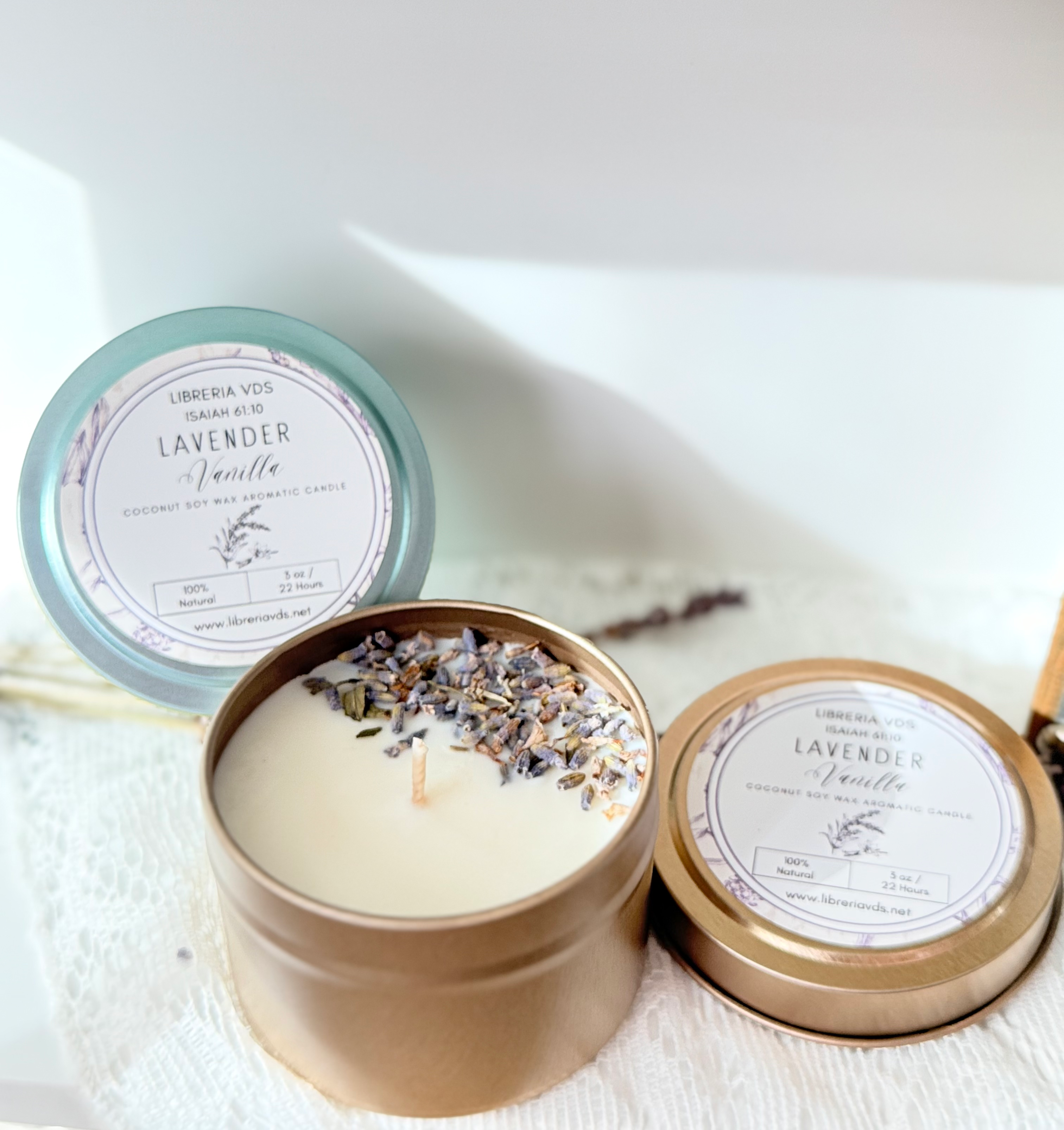 Coconut Soy Wax Aromatic Lavender & Vanilla Candle - One 4 oz