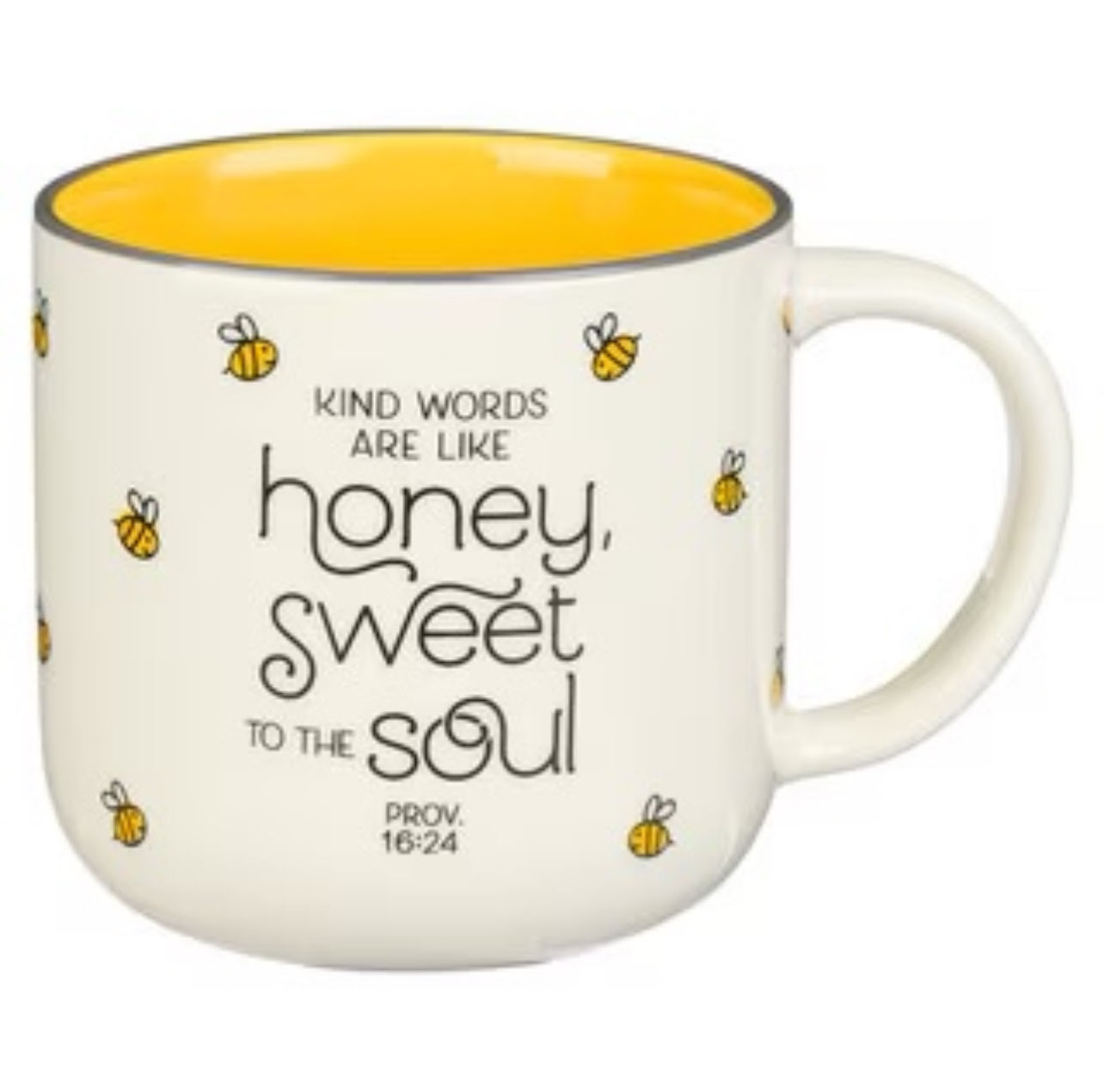 Honey Bee White and Yellow Ceramic Coffee Mug - Proverbs 16:24
