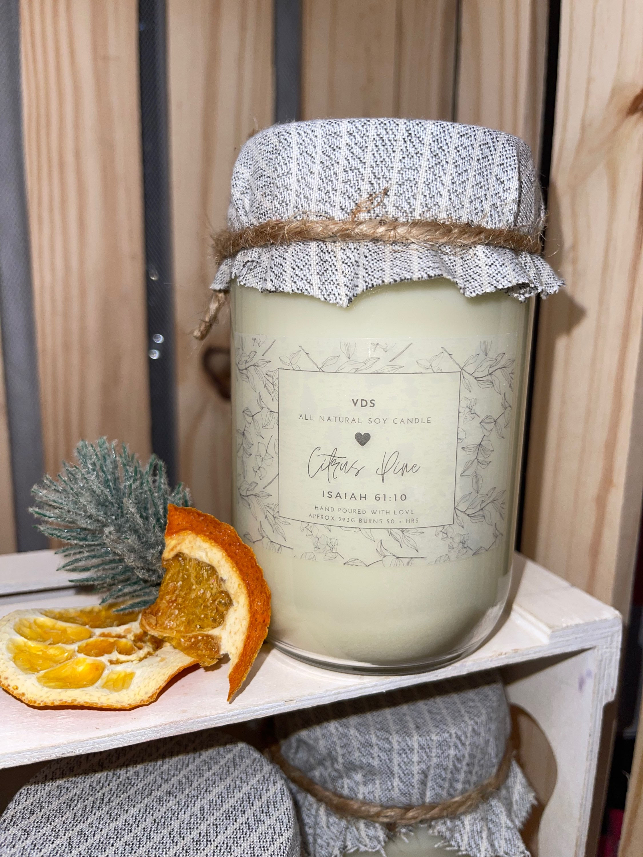 Citrus Pine Soy Candle - One Jar - Approx 293g