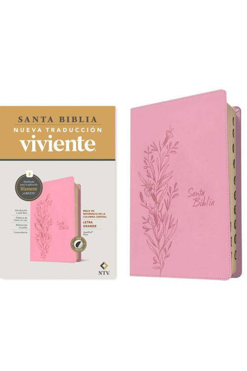 Thumbnail: Biblia de referencia en la columna central NTV, letra grande con Filament (Senti