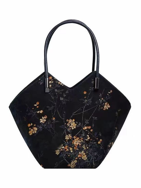 Vintage Chinese-style Handmade Xiangyunsha Basket Bag