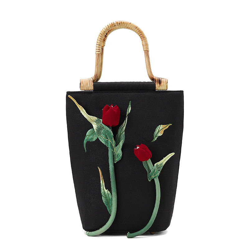 Thumbnail: Hua Qian Gu Inspired Embroidered Bucket Bag This exquisite embroidered bucket