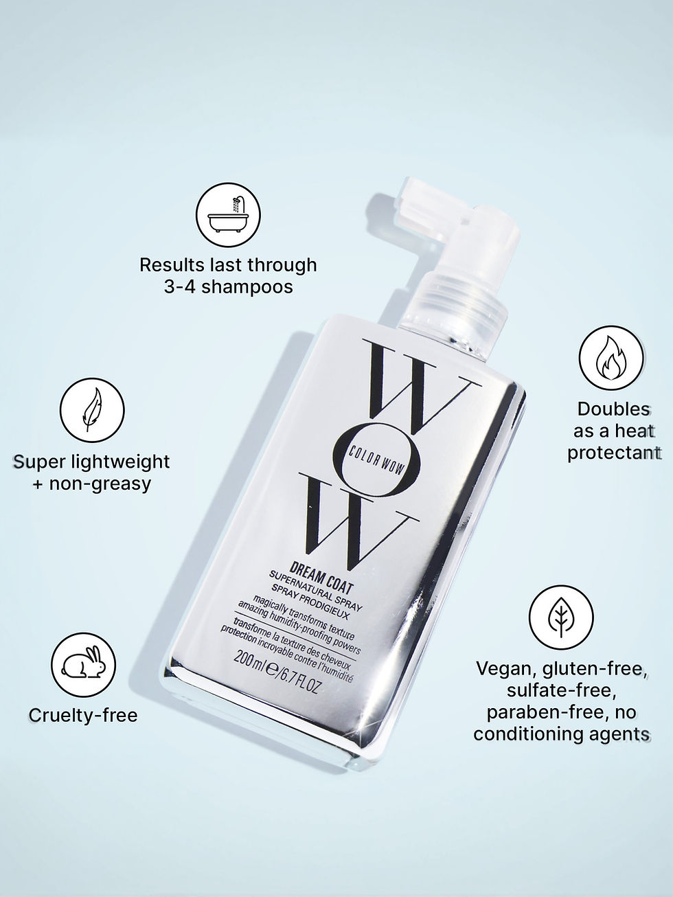 Thumbnail: Color Wow Dream Coat Supernatural Spray features and benefits