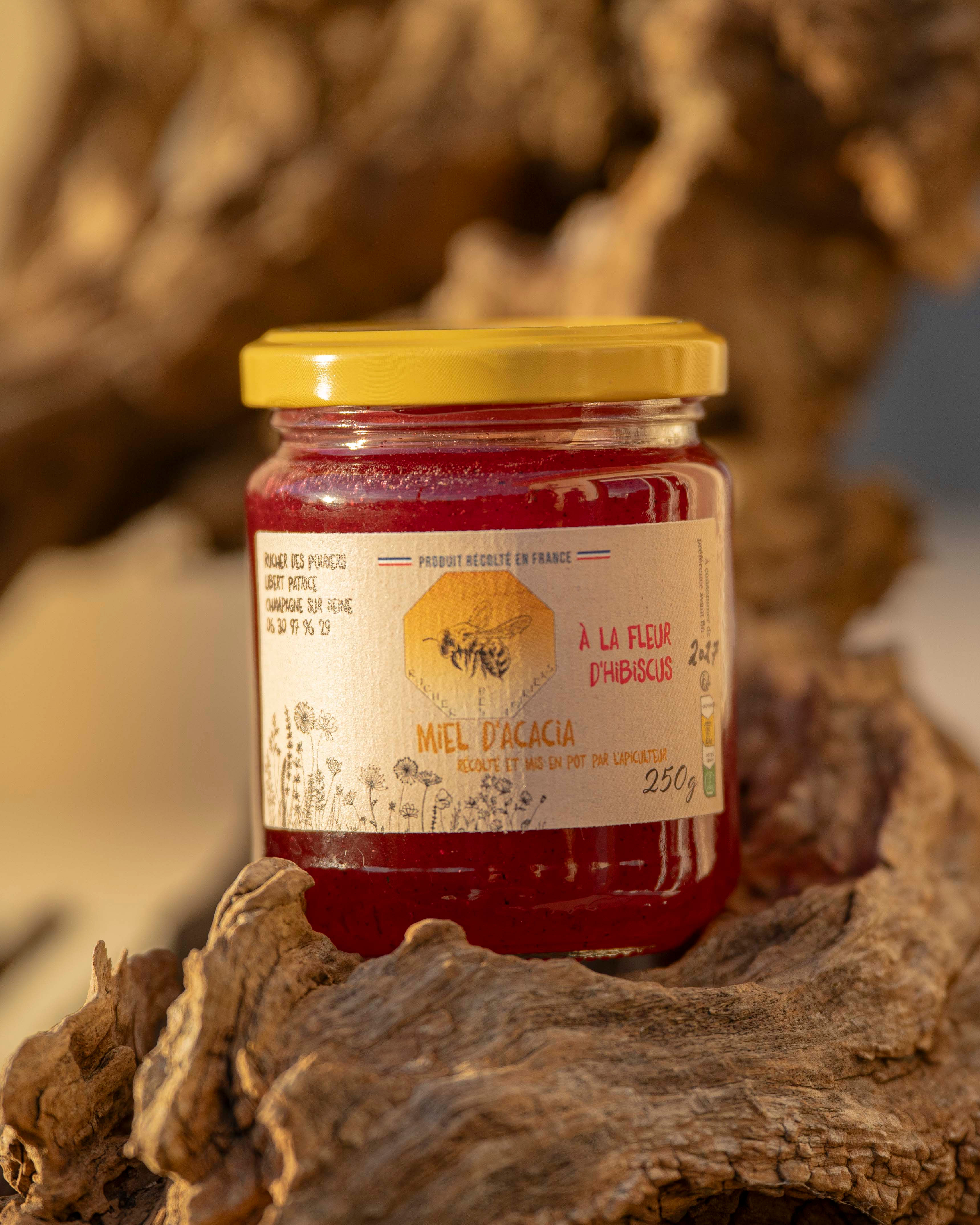 Miel d'acacia à la fleur d'hibiscus