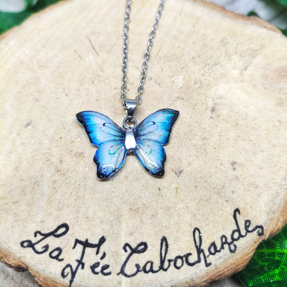 Collier Petit Papillon bleu