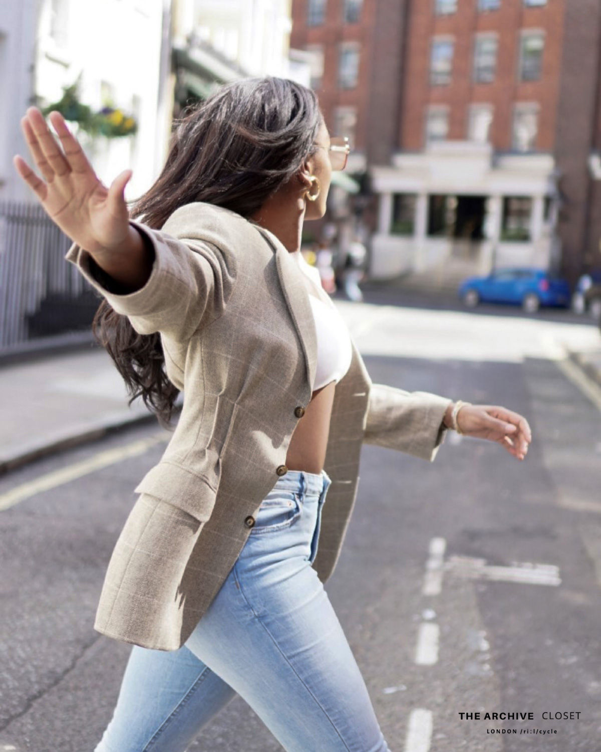 Loro Piana Hourglass Blazer in oat beige check