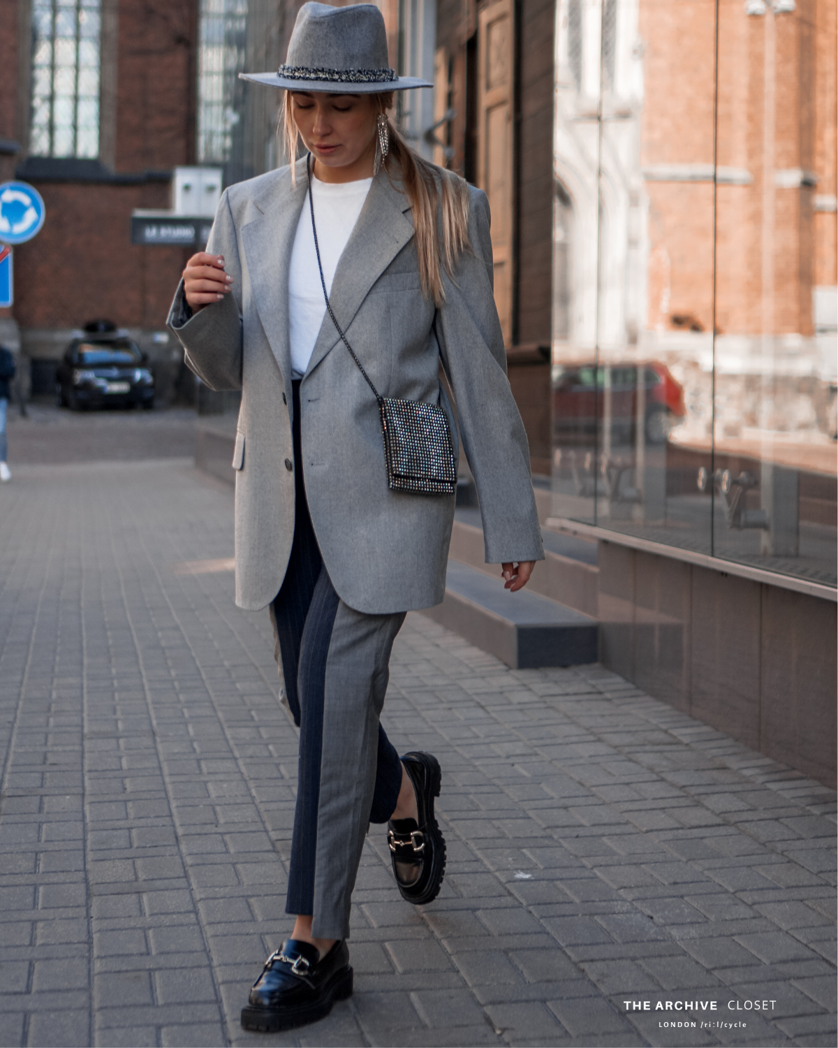 Mismatch trousers in navy pinstripes and grey