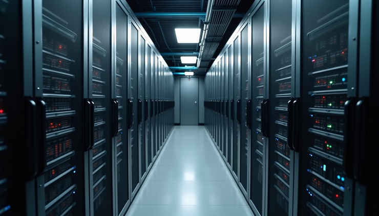 High angle view of a secure server room with organized cables in Scottsdale
