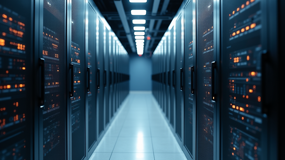 Eye-level view of a modern data center with advanced technology