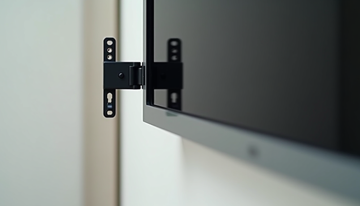 Close-up view of mounting hardware being secured to a wall stud