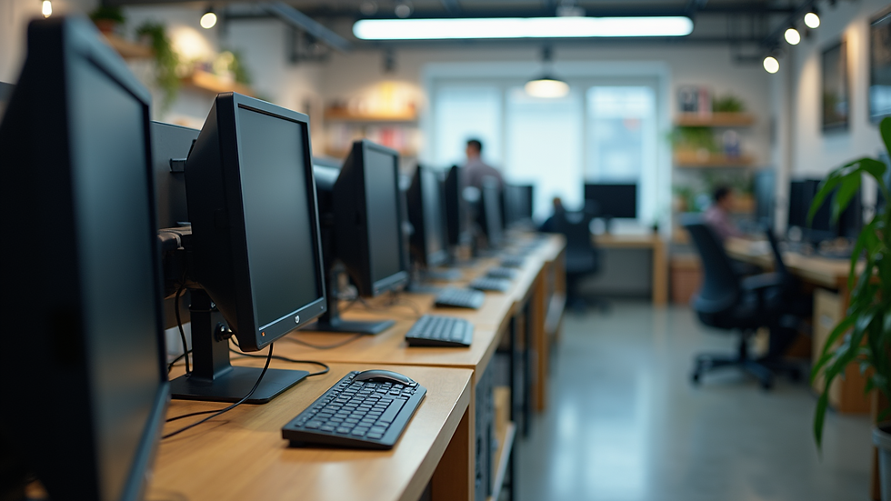Eye-level view of a refurbished computer display in a Tempe store