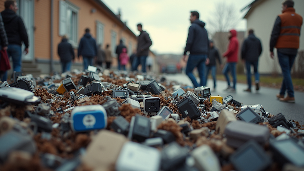 High angle view of a community eWaste collection event