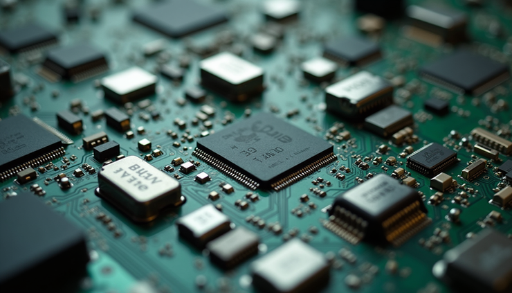 Close-up view of electronic circuit boards ready for recycling