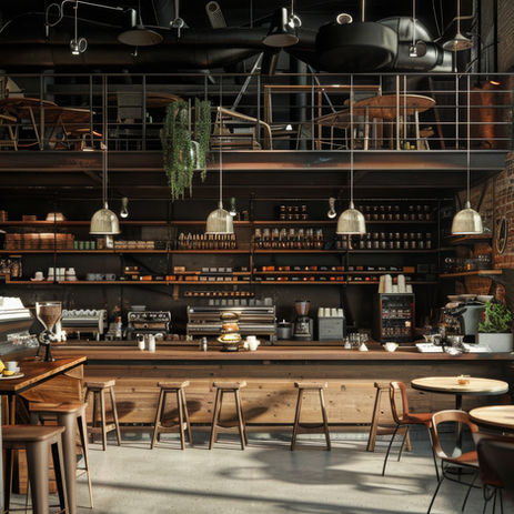 Gemütlicher Coffee Shop in industriellem Stil 
