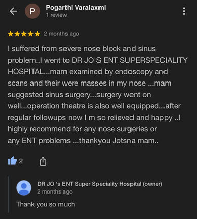 Testimonial of treatment in ENT Hospital