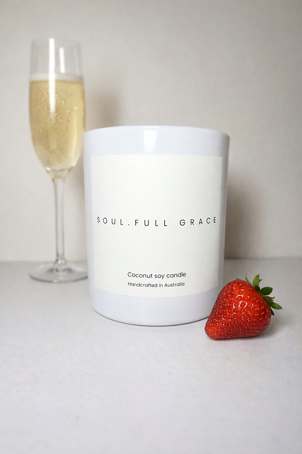 Champagne & Strawberries coconut soy candle-400g, 285g-Soul.Full Grace-Australian made candle-strawberry candle - candle gift