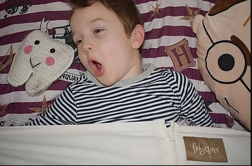 "Noooooo", this was his reaction to the question "are you going to sleep in your own bed all night?".