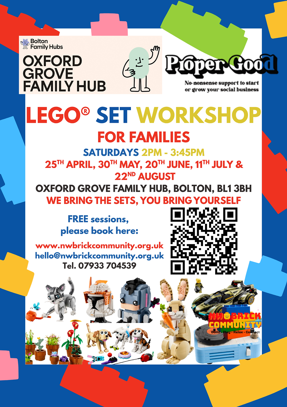 LEGO® Set Workshop for Families - Oxford Grove Family Hub - funded by Proper Good