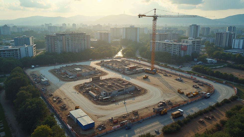 High angle view of a construction site during the early stages