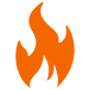 Solid orange flame icon symbolizing brand energy and digital growth