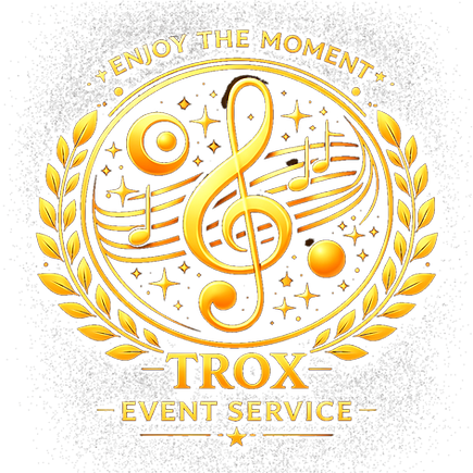 luxuriöses Logo des Unternehmen mit slogan und Name des Gewerbe. in der mitte eine golden Musiknote