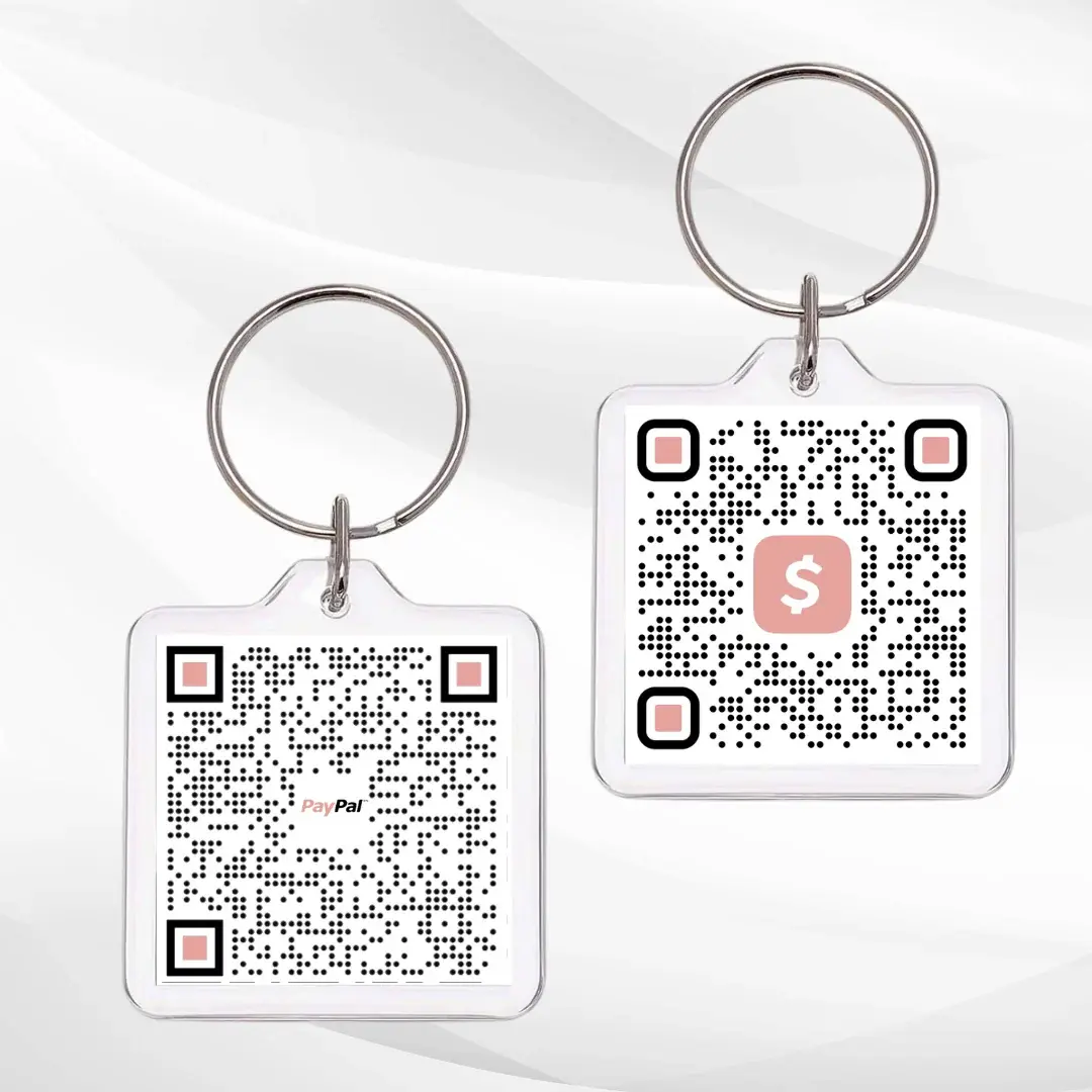 Custom Scannable QR Code Social Media Website Cash Personalized Key Chain