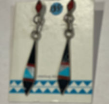 Onyx, Coral,Turquoise earrings 