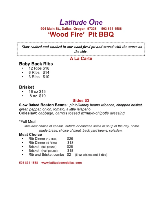 Bbq Menu Latitudeone