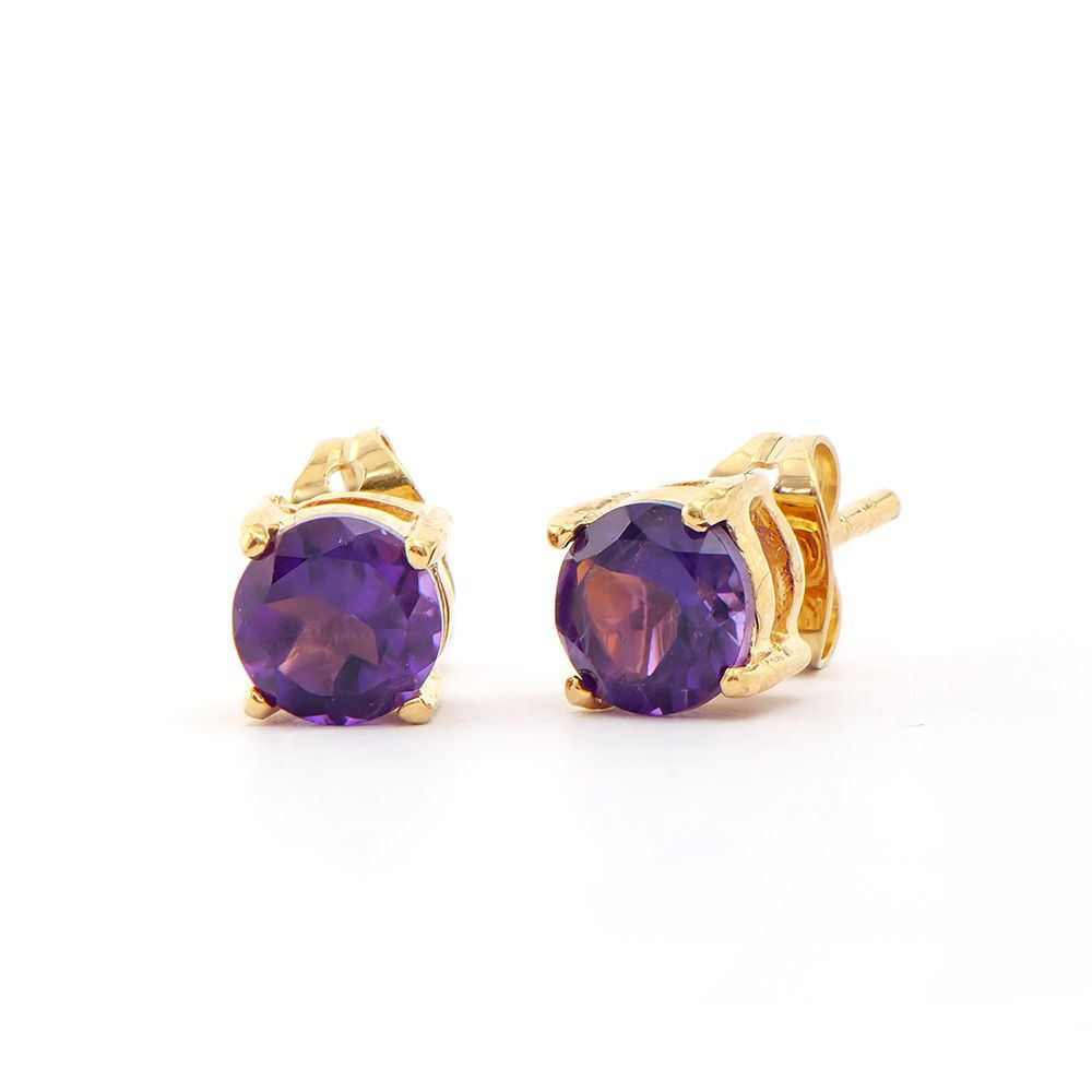 1.4 TCW Amethyst 18K Gold Plated Studs Earrings