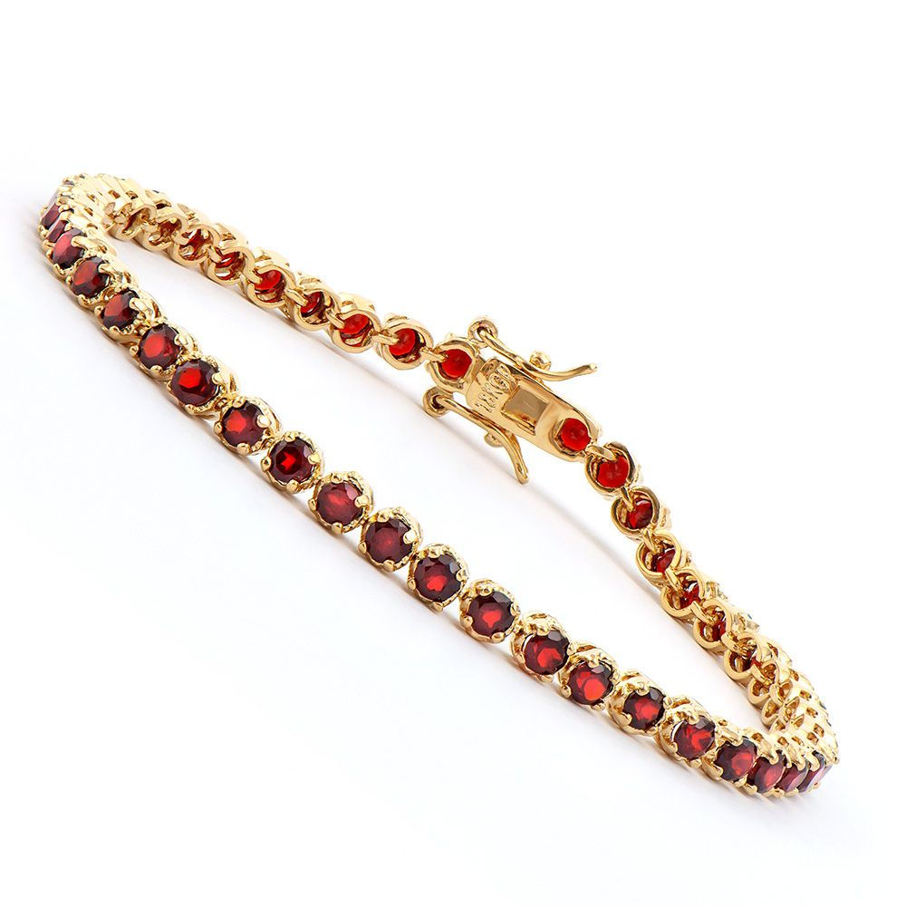 3.6 TCW Garnets 18K Gold Plated Bracelet