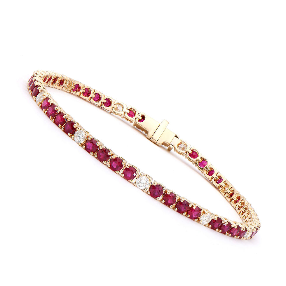 6.05 TCW Diamonds & Ruby 14k Yellow Gold Designer Bracelet