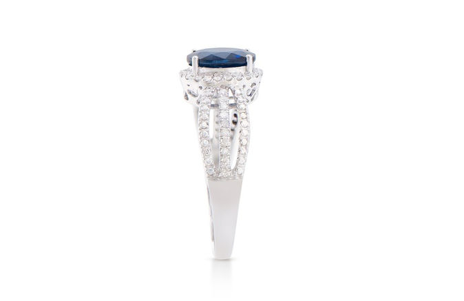Thumbnail: 1.68 TCW Diamonds & Blue Sapphires 14K White Gold Ring