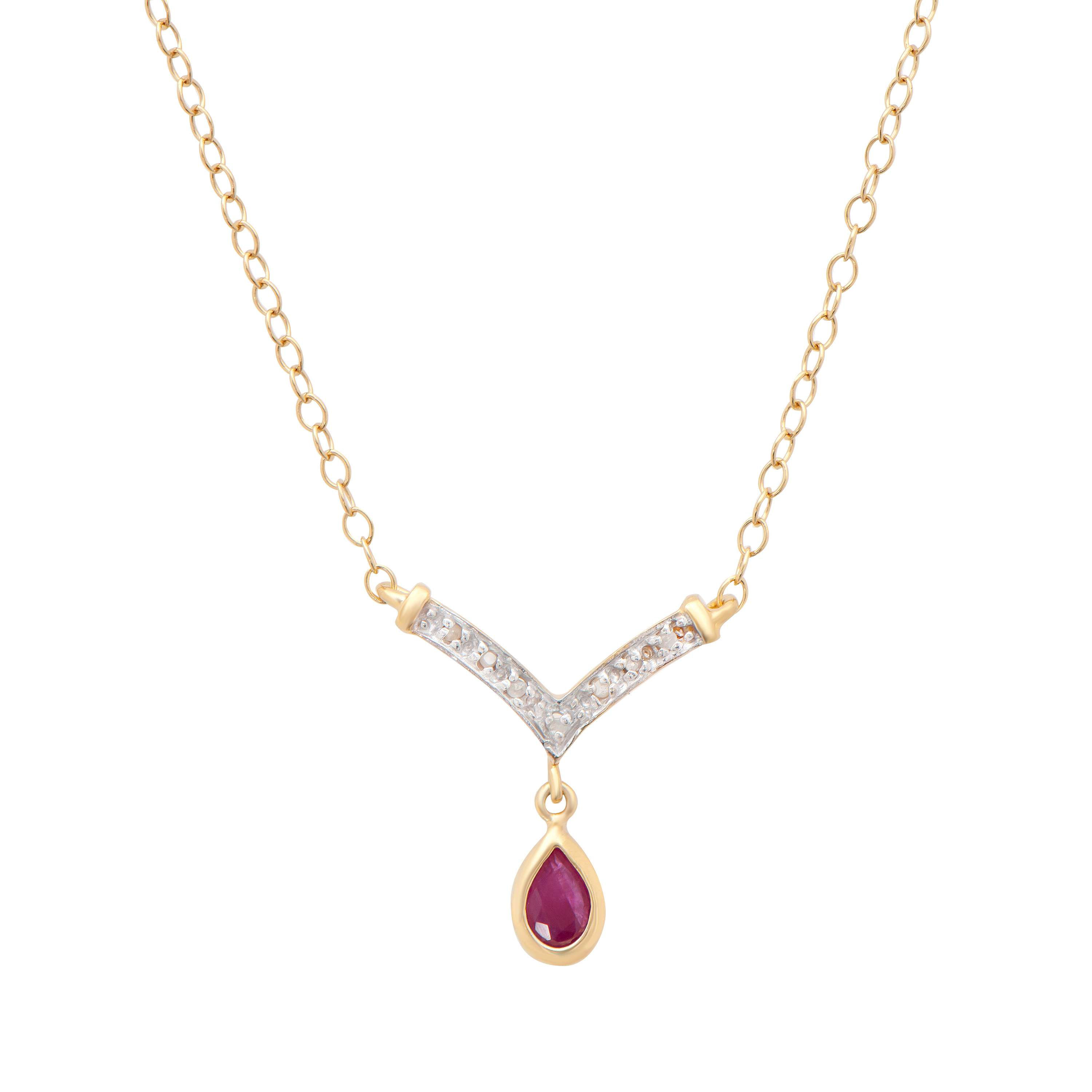 0.61 TCW Diamonds & Ruby 18K Gold Plated Sterling Silver Necklace