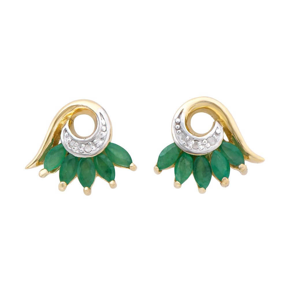 2.30 TCW Diamonds & Emeralds 18k Gold Plated Sterling Silver Designer Earrings
