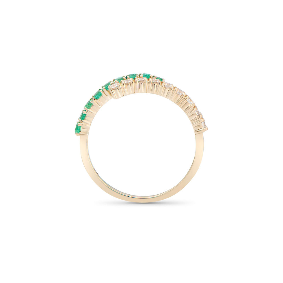 Thumbnail: 0.57 TCW Diamonds & Emeralds 14K Yellow Gold Ring