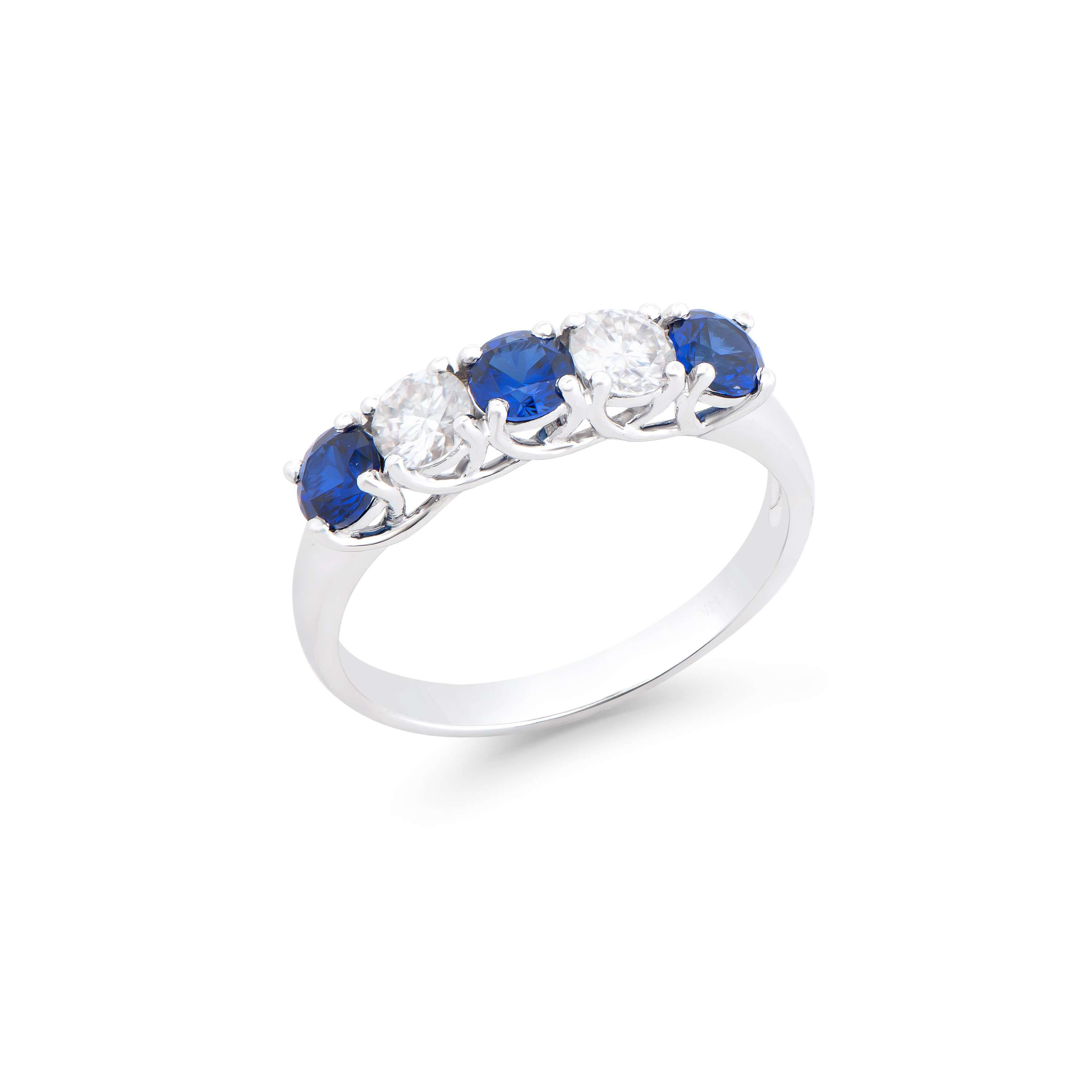 1.47 TCW Lab Grown Diamonds & Sapphire 14K White Gold Ring