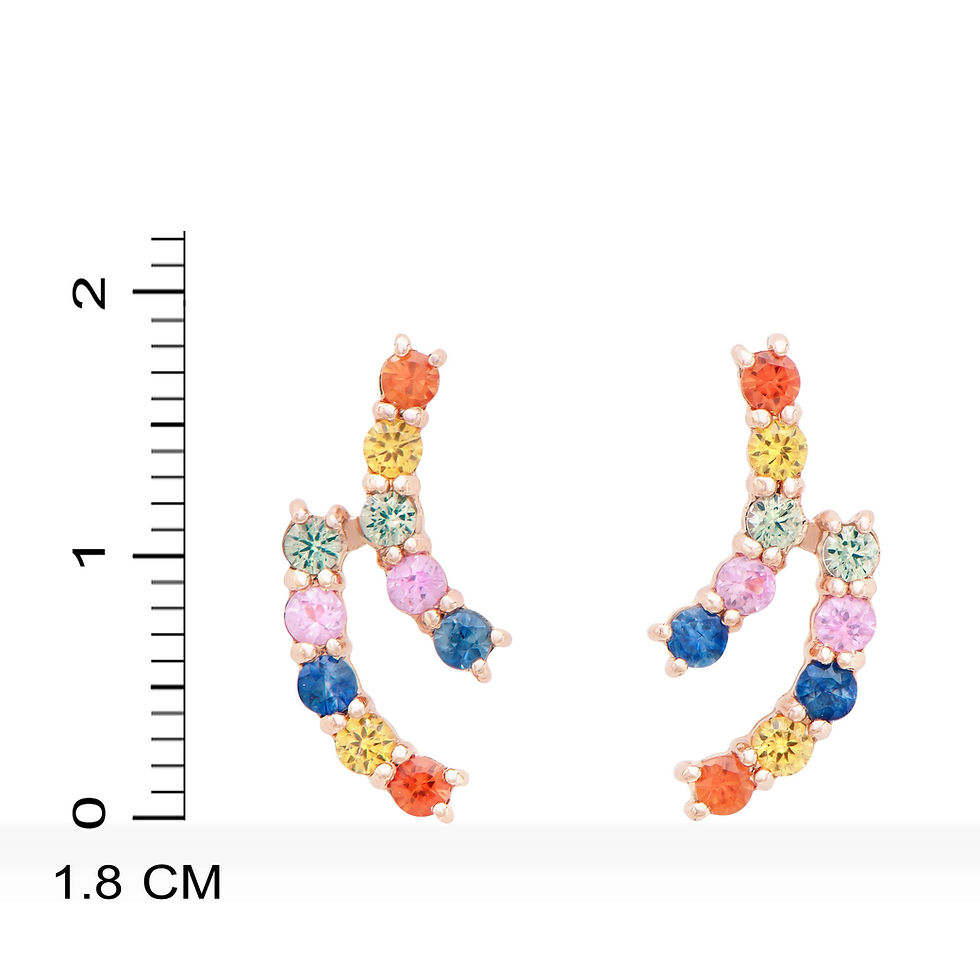 Thumbnail: 1.02 TCW Multicolour Sapphire 14K Rose Gold Earrings