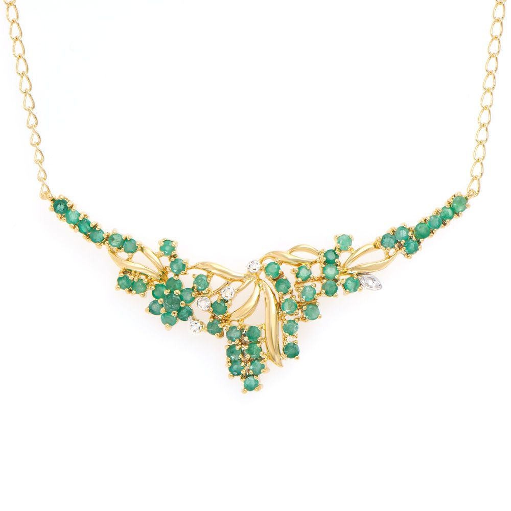 2.6 TCW Emeralds & Diamonds 18K Gold Plated Necklace