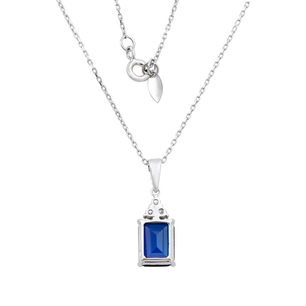 Thumbnail: 3.04 TCW Lab Grown Diamonds & Sapphire 14K White Gold Pendant