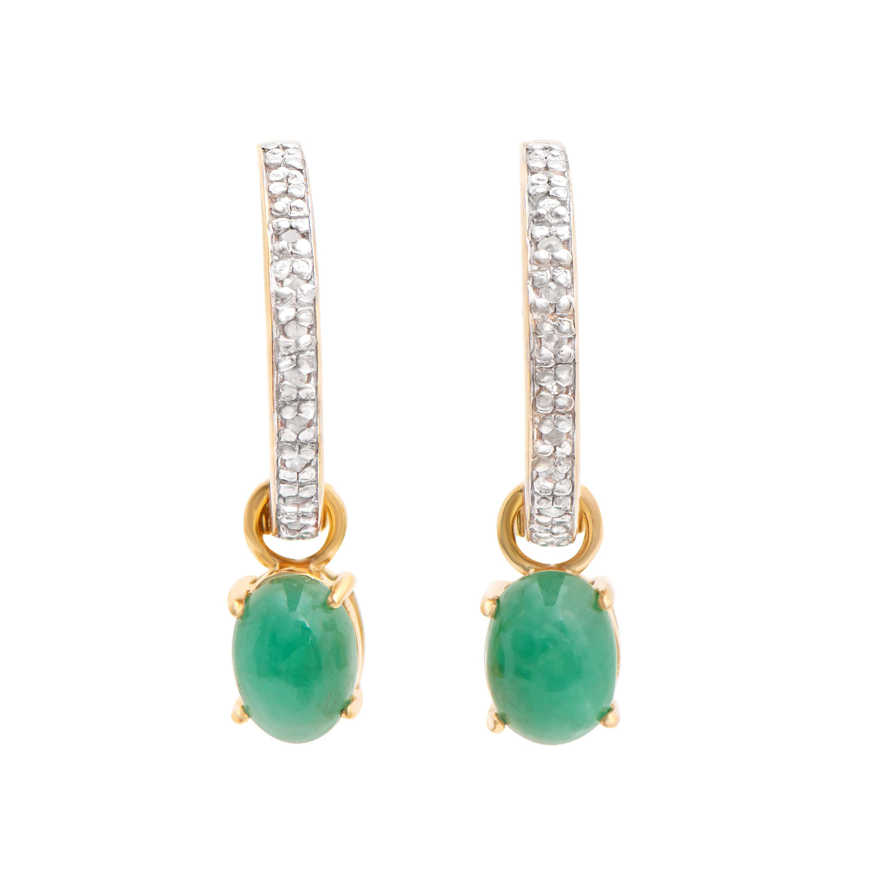 2.53 TCW Diamonds & Emeralds 18K Gold Plated Sterling Silver Earrings