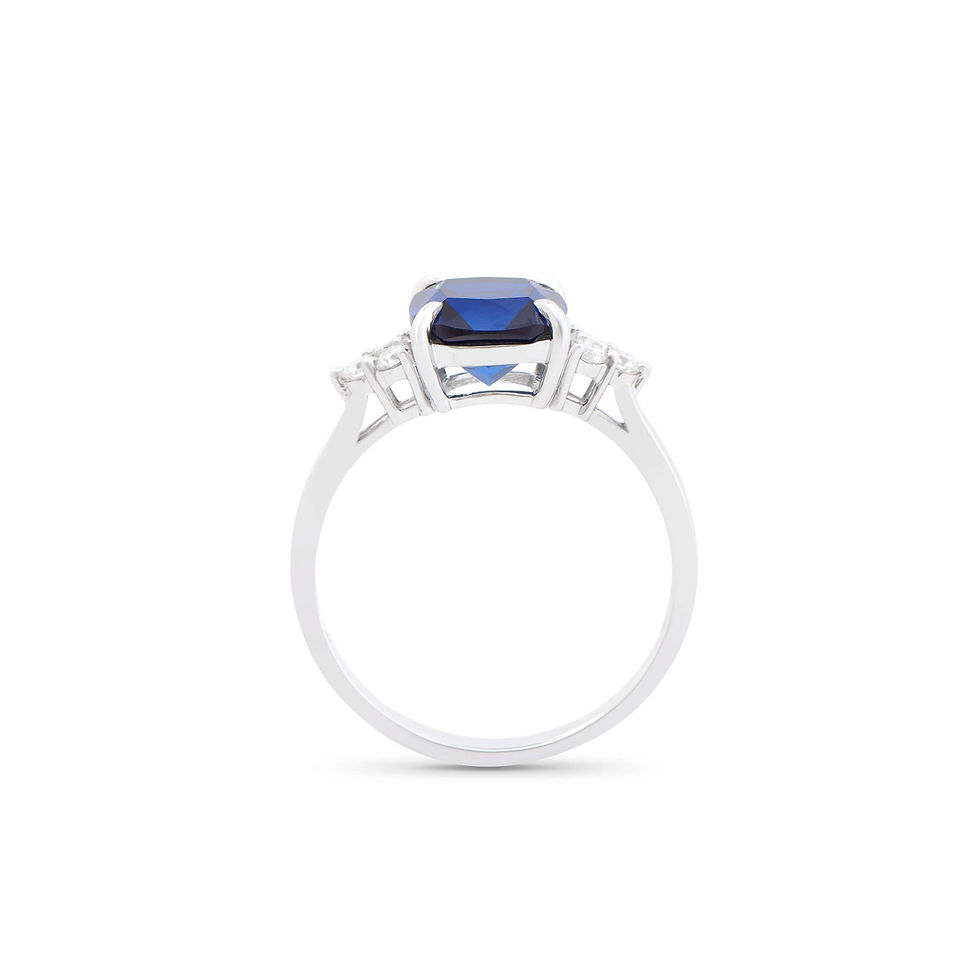 Thumbnail: 3.01 TCW Lab Grown Diamonds & Sapphire 14K White Gold Ring