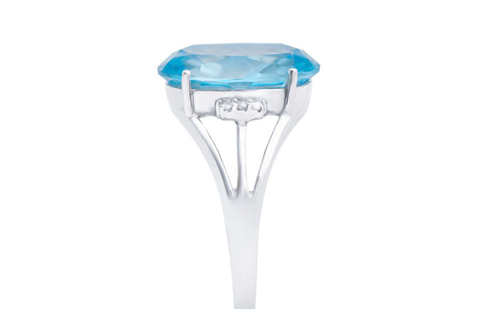 Thumbnail: 7.51 TCW Diamonds & Blue Topaz 14K White Gold Ring