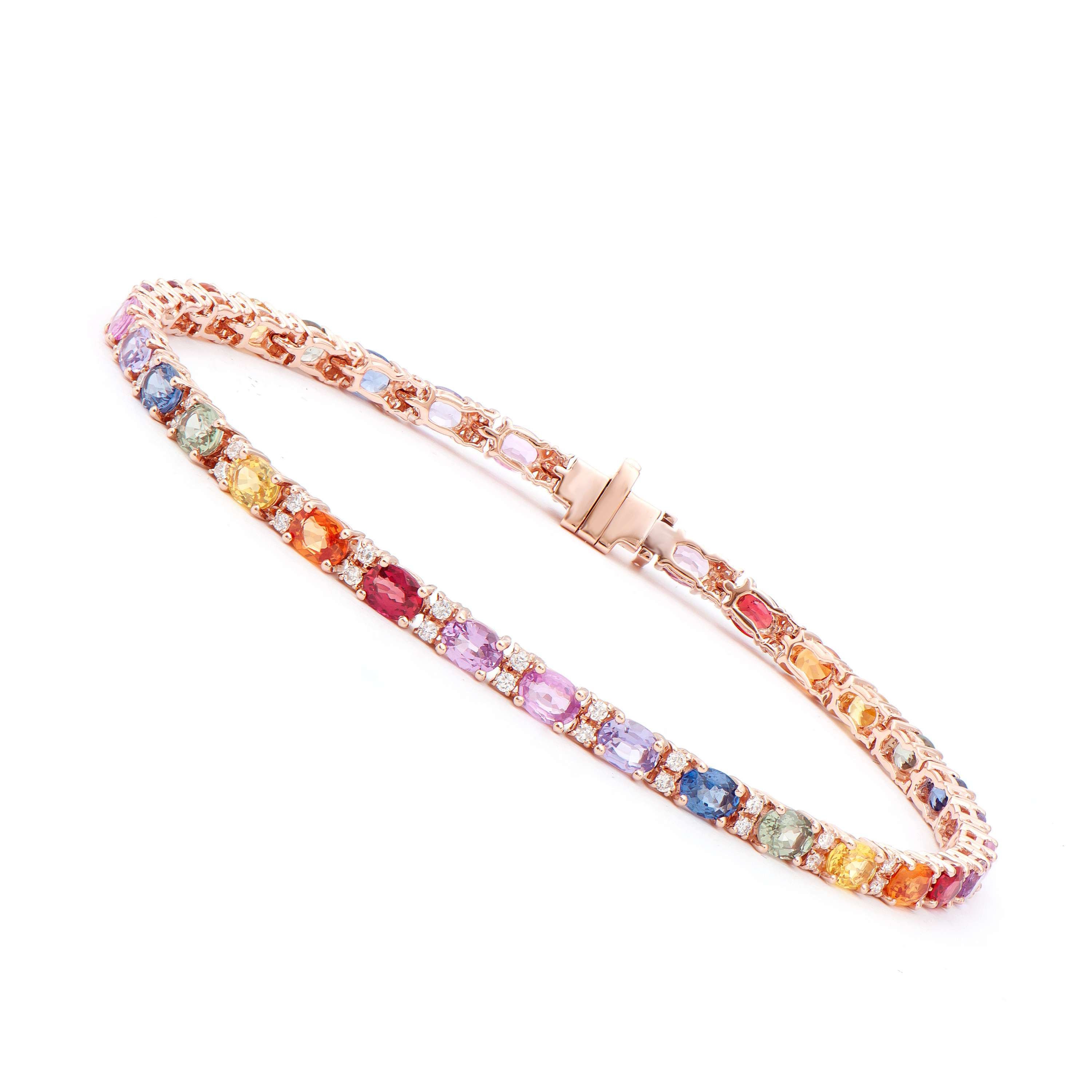 8.23 TCW Diamonds & Multicolour Sapphire 14K Rose Gold Bracelet