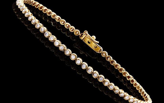 1.07 TCW Certified Diamonds 14k Yellow Gold Designer Bracelet