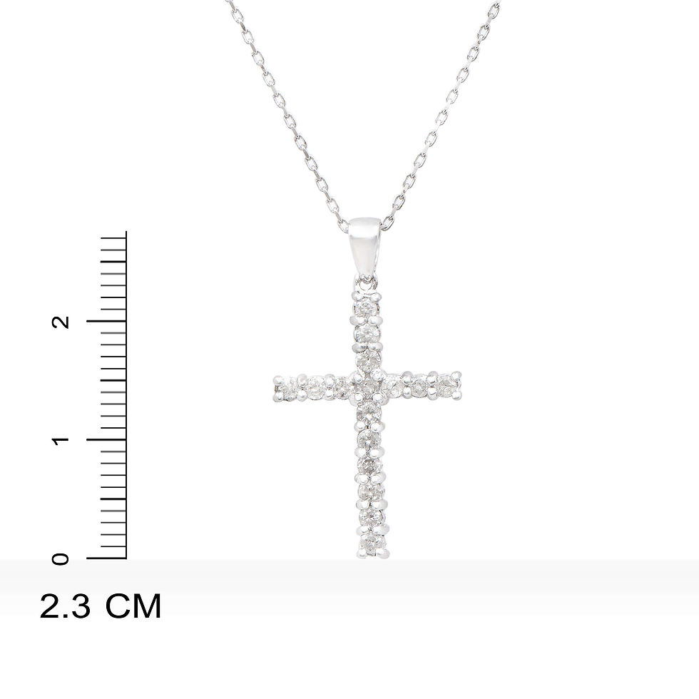 Thumbnail: 0.51 TCW Diamonds 14K White Gold Cross Pendant & Chain
