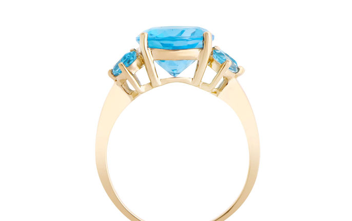 Thumbnail: 6.02 TCW Diamonds & Blue Topaz 14K Yellow Gold Ring