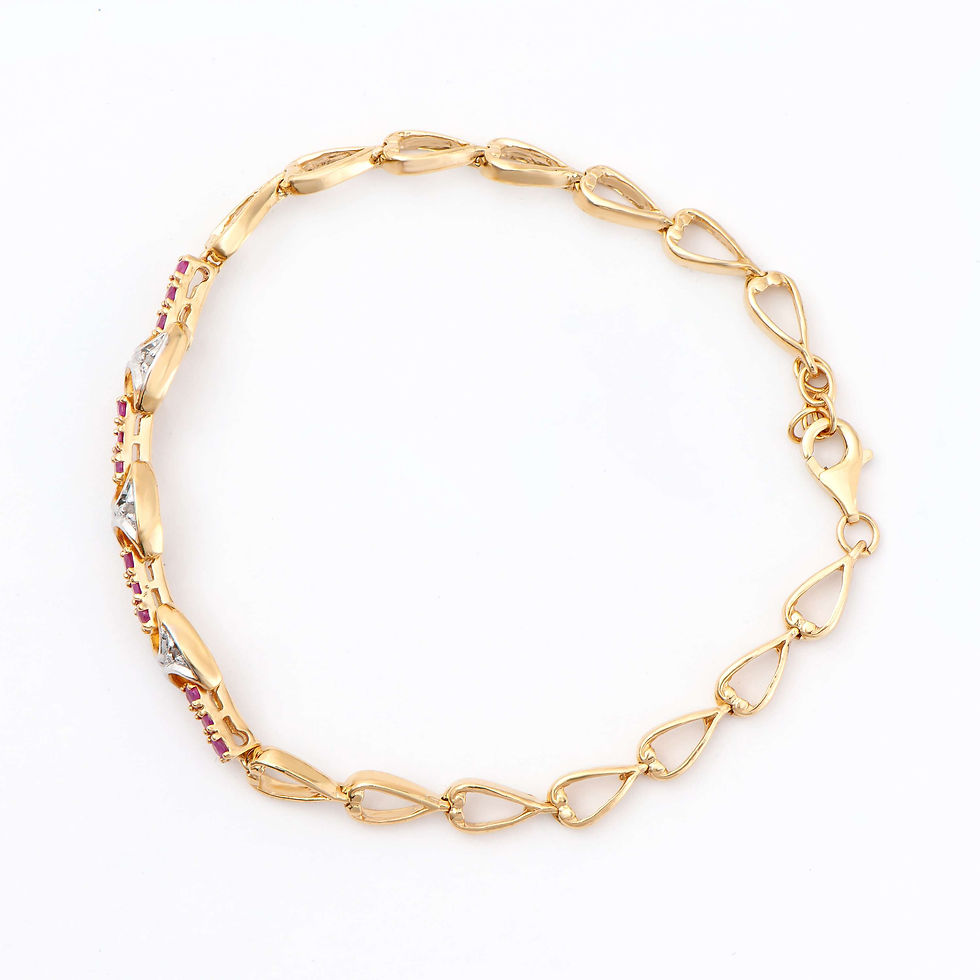 Thumbnail: 0.70 TCW Diamonds & Ruby 18K Gold Plated Sterling Sliver Bracelet