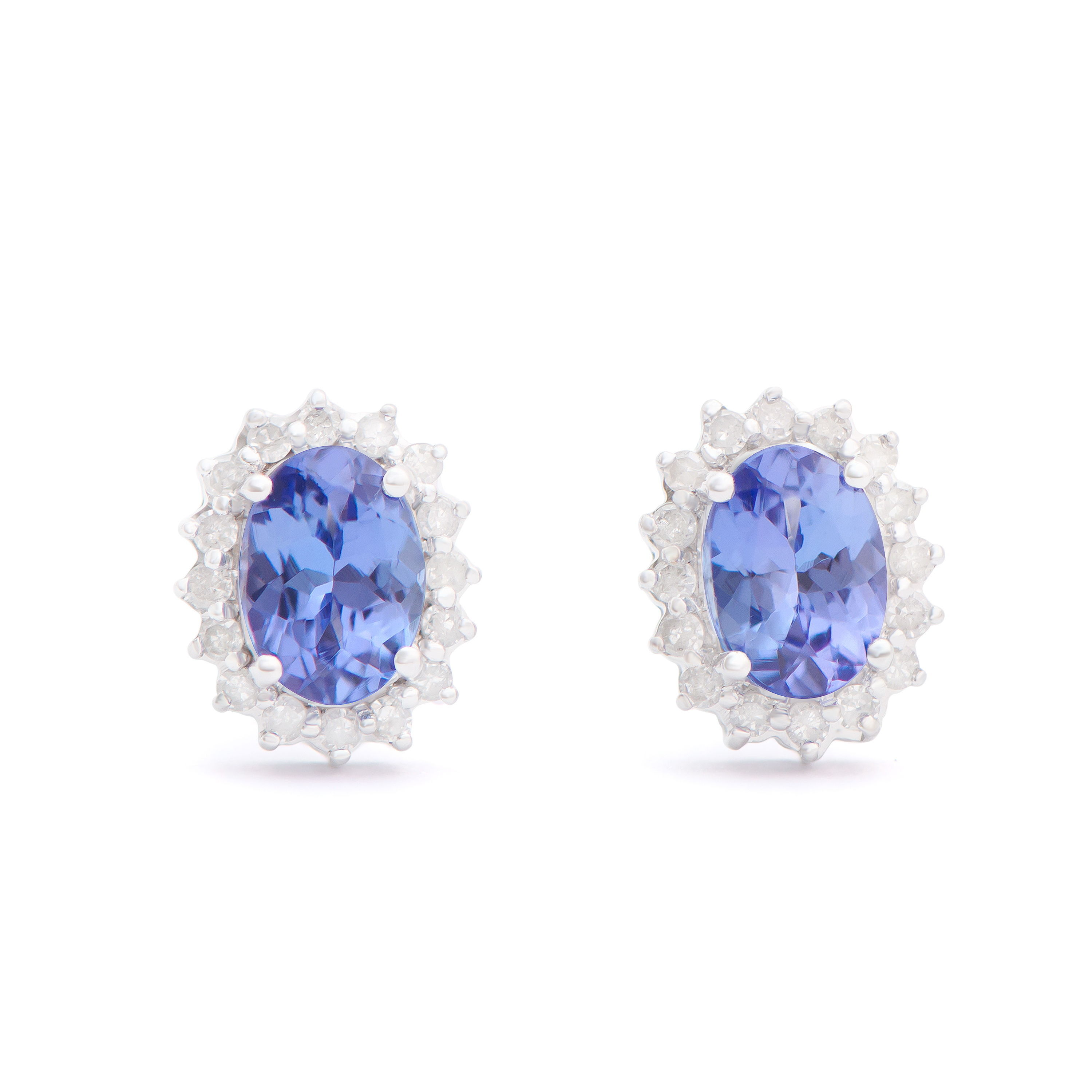 1.92 TCW Diamonds & Tanzanites 14K White Gold Earrings
