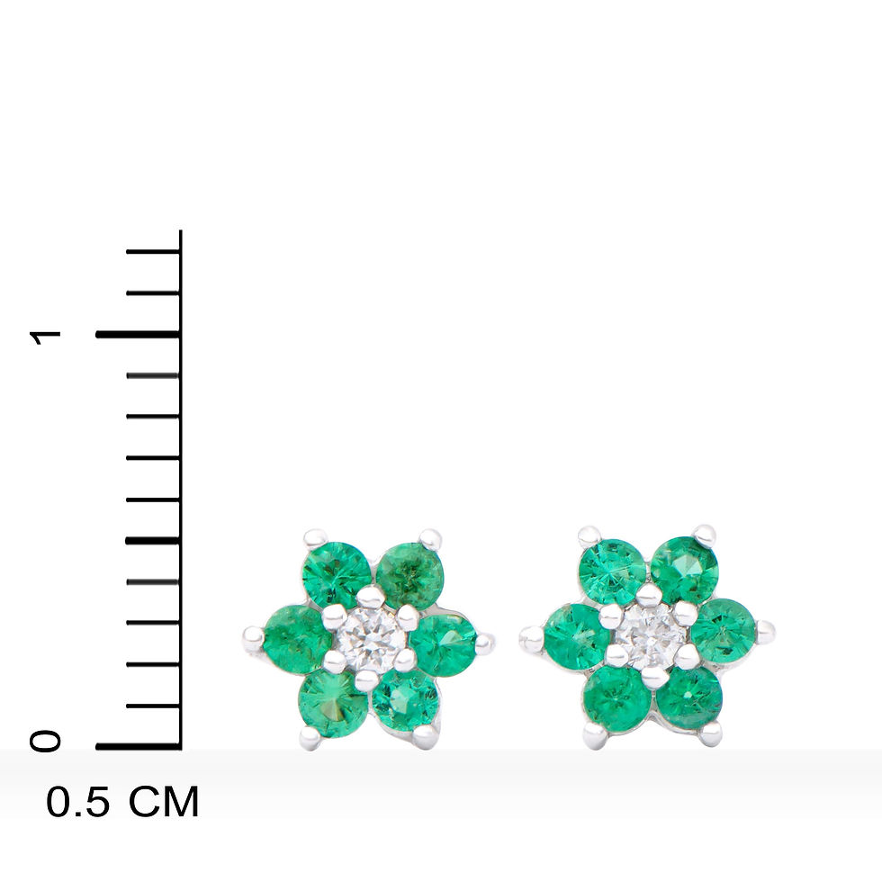 Thumbnail: 0.22 TCW Diamonds & Emeralds 14K White Gold Earrings