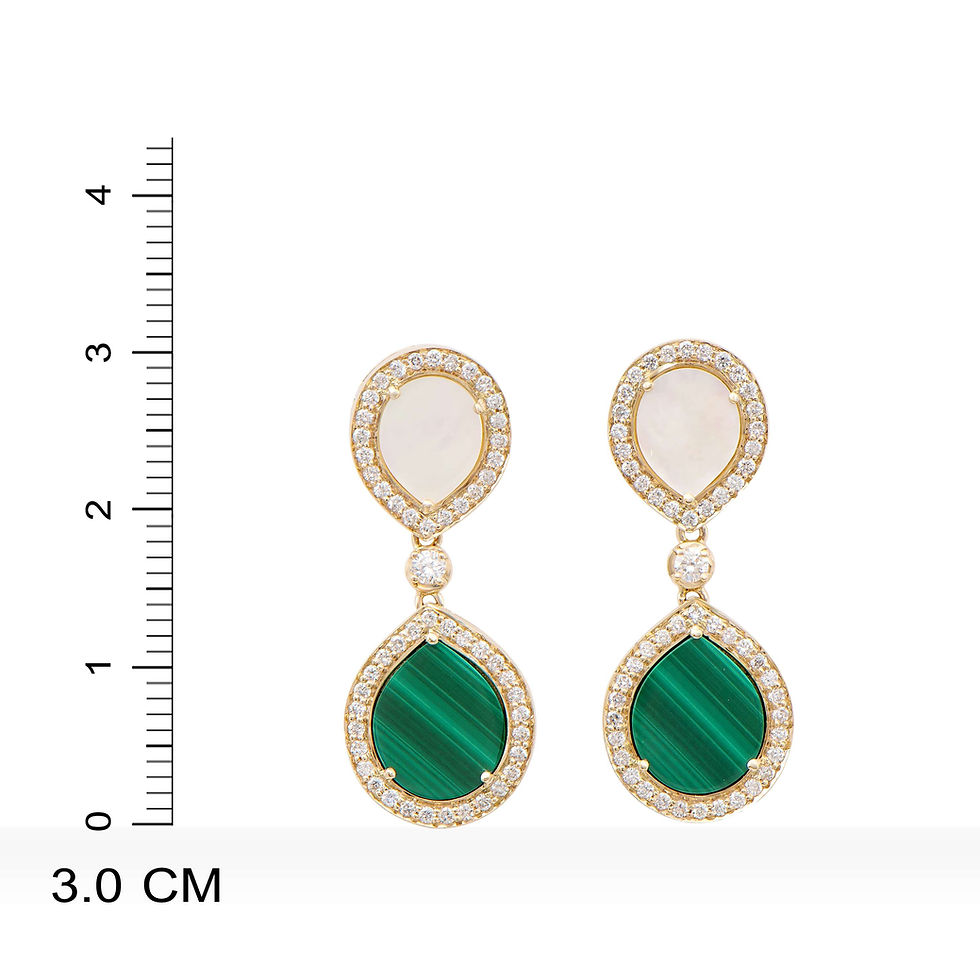 Thumbnail: 5.21 TCW Diamonds, Malachite & Mother of Pearl 14K Yellow Gold Earrings